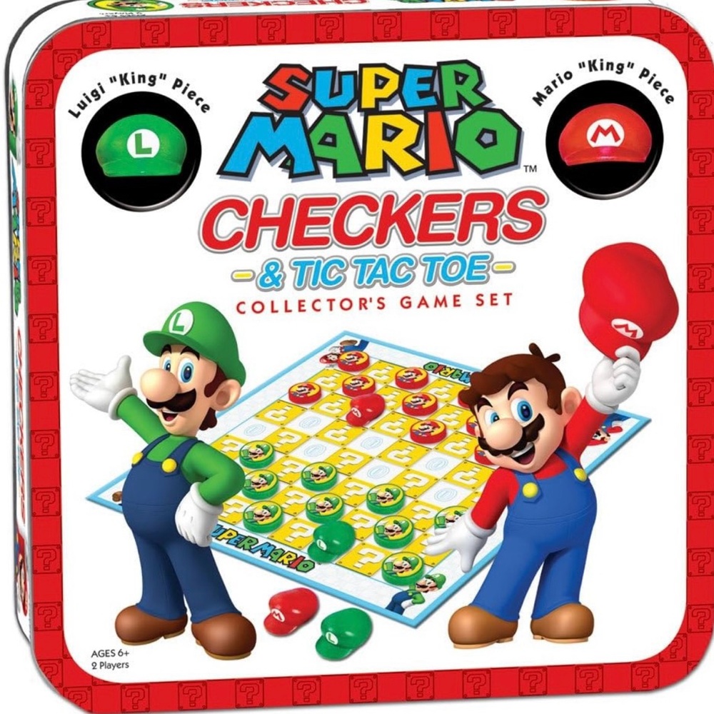 Nintendo Super Mario Checkers & Tic Tac Toe Set - Red and Green